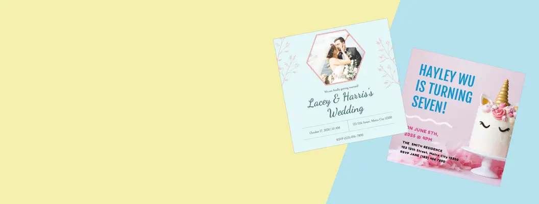 Create exciting event invitations easily with Designs.ai