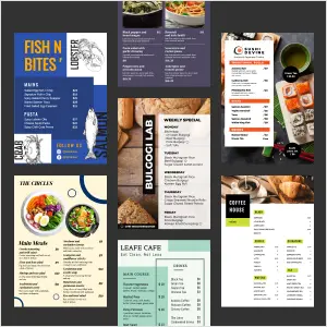 Thousands of professional menu templates