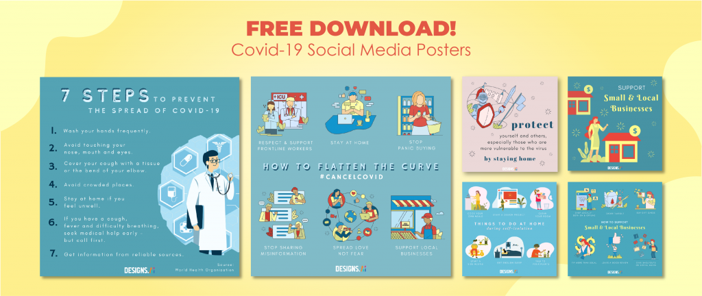 Designs.ai Free COVID-19 Support Social Media Posters and Infographics by Graphicmaker