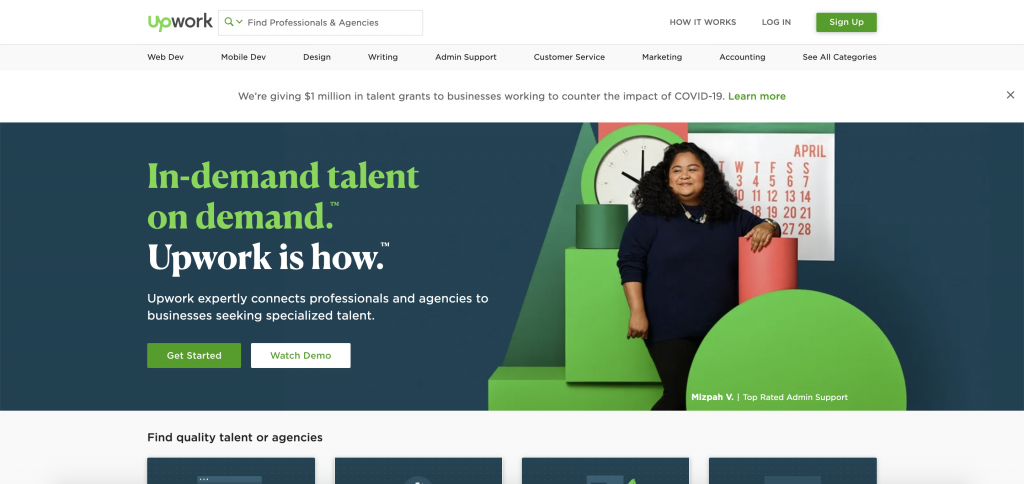 Upwork website screenshot