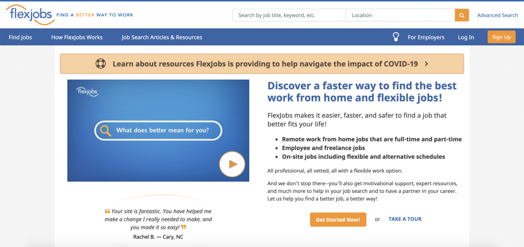 Flexijobs Homepage. (Source: Flexijobs.com)