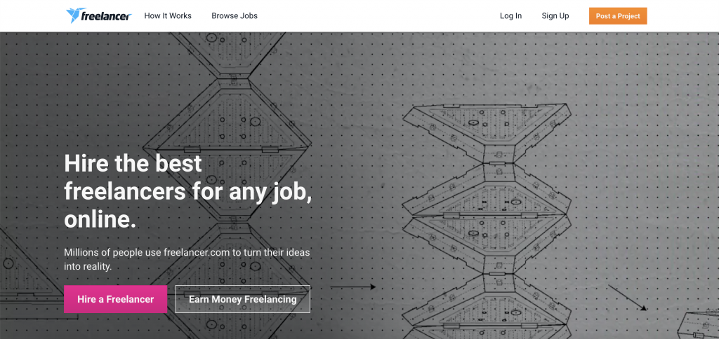 Freelancer.com Homepage. (Source: Freelancer.com)