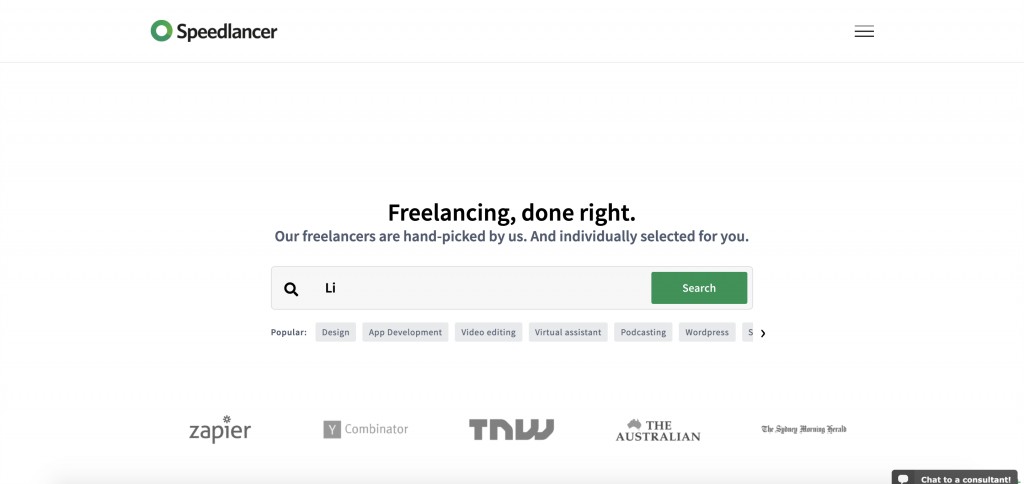 Speedlancer Homepage. (Source: Speedlancer.com)