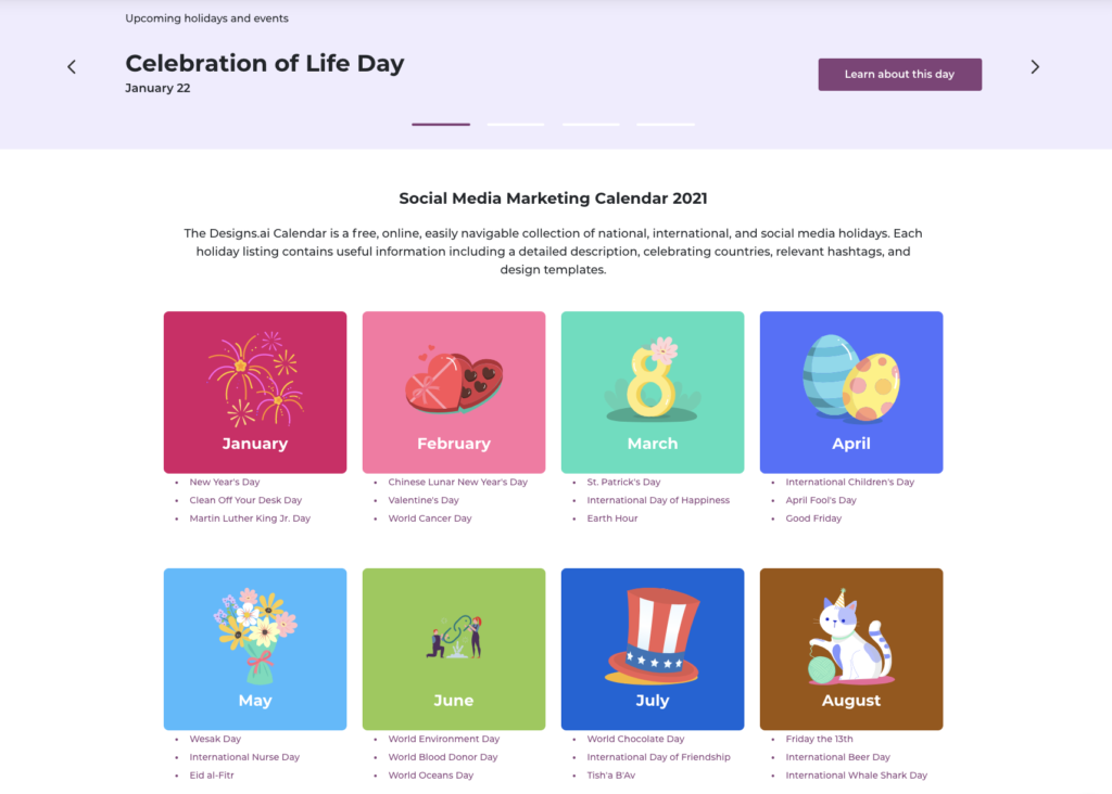 Designs.ai Social Media Calendar