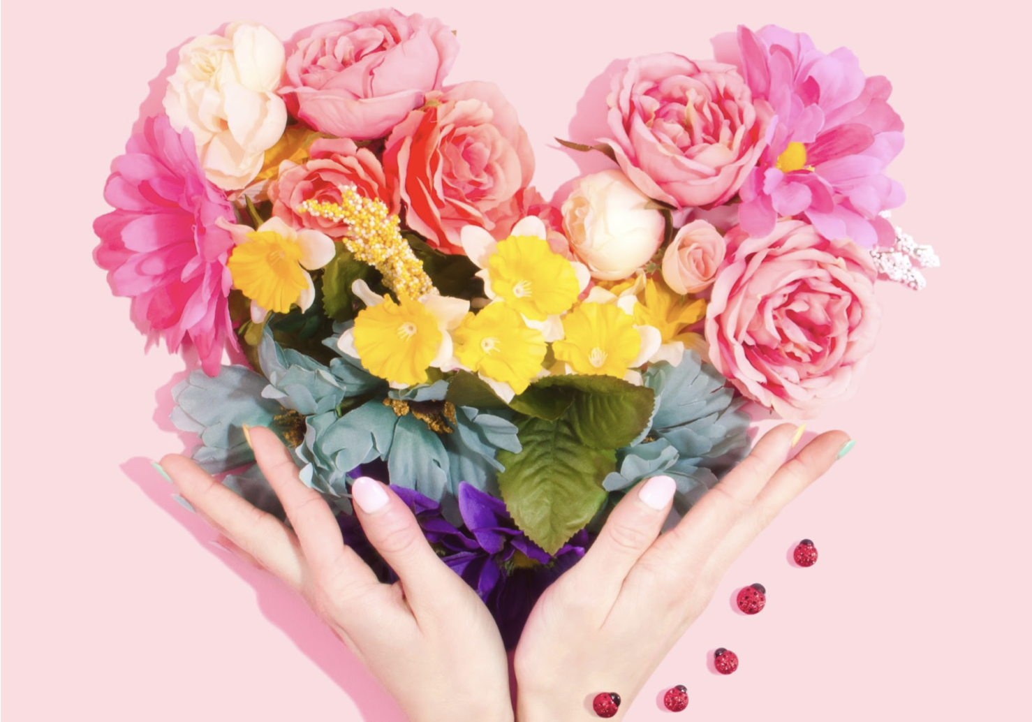 Colorful flowers as romantic Valentine's day gift.