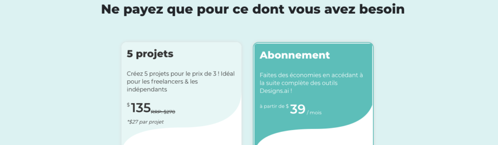 Designs.ai Videomaker - 2 formules différentes pour ceux qui ont des besoins différents.